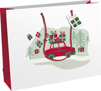 Produktbild von Clairefontaine 6x Geschenktasche, Hohoho, 37,3x11,8x27,5cm Weiß X-30876-6C