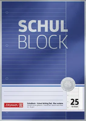 Productafbeelding van BRUNNEN 1052625 Block Premium "Schulblock" A4, geruit met rand, 25 lijnen