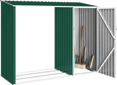Immagine prodotto di vidaXL Magazzino per legna da ardere da giardino verde 245x98x159 cm Acciaio zincato
