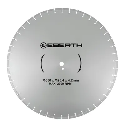Immagine prodotto di Disco da taglio EBERTH: disco diamantato per pietra, calcestruzzo, piastrelle e gres porcellanato, disco diamantato con diametro di 650 mm e foro da 25,4 mm