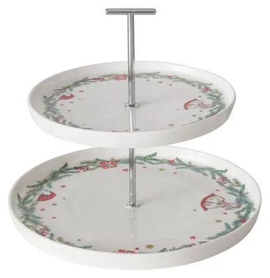 Produktbild von Zweistöckige Etagere mit weihnachtlichem Muster FLORENZA, H. 22 cm
