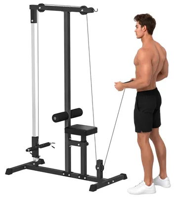 Immagine prodotto di HOMCOM Stazione Fitness Pull Down Multifunzione per Palestra in Casa con Panca Regolabile, in Acciaio 107x120x190cm Nero