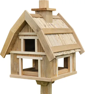 Produktbild von Vogelhaus Pondruff mit Strohdach und Ständer braun 31 x 40 x x37 cm