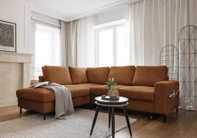 Produktbild von MIUFORM Lofty Lilly Ecksofa mit Bettfunktion L-FORM LINKS– 237 x 197 cm - Ziegelrot - Sofa Schlafsofa Couch