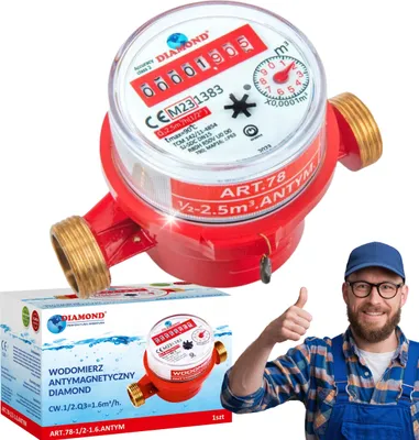 Obrázek produktu pro NEMAGNETICKÝ VODOMĚR 1/2'' 2,5 m³ TEPLÁ VODA