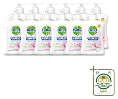 Productafbeelding van 12 x Dettol Antibacteriële handzeep - Hydraterend met kamille - 250 ml - Voordeelverpakking - 12 stuks