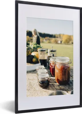 Produktbild von MuchoWow® MuchoWow® Gerahmtes Poster Weckgläser mit Gemüse auf einem Bauernmarkt 40x60 cm - Poster mit zchwarzem Bilderrahmen - Poster in Rahmen