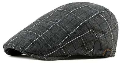 Productafbeelding van Herrenmuts, geruit, katoen en polyester, zwart, verstelbaar
