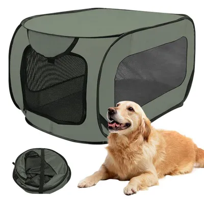 Produktbild von Faltbare Transportbox für Hund und Katze, Oxford Stoff, Grün, 92x52x52cm