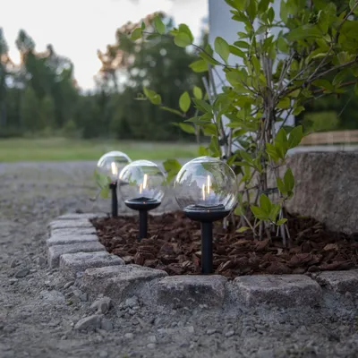 Obrázok produktu pre LED solárne svetlo na cestu "Globe", sada 3 kusov, biela/čierna