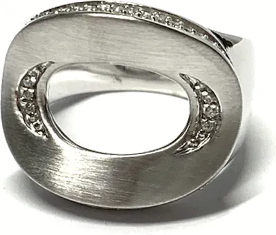Produktbild von Ring 925 Silber rhodiniert matt Zirkonias einfarbig Silberring modern #58