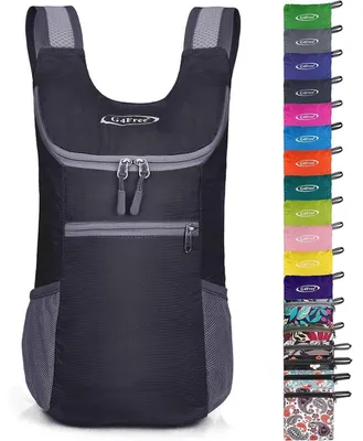 Image de Sac à dos pliable, ultra-léger, 11 litres, idéal pour les voyages, la randonnée et le vélo, couleur noire