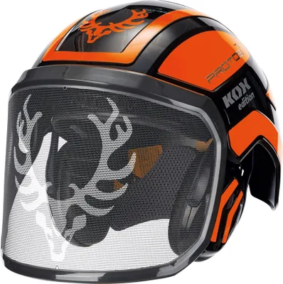 Produktbild von PROTOS® Forsthelm / Schutzhelm KOX Edition mit Gehörschutz und Visier Integral Forest Schwarz/NeonOrange OneSize