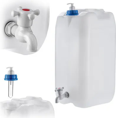 Produktbild von KADAX Wasserkanister, Waschbeckenbehälter, Seifenblasenspender, Seifenflüssigkeiten, 30 l, mit Wasserhahn