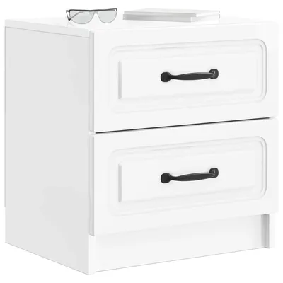 Image de vidaXL Table de chevet, lot de 2, blanc brillant, 43 x 34,5 x 44,5 cm