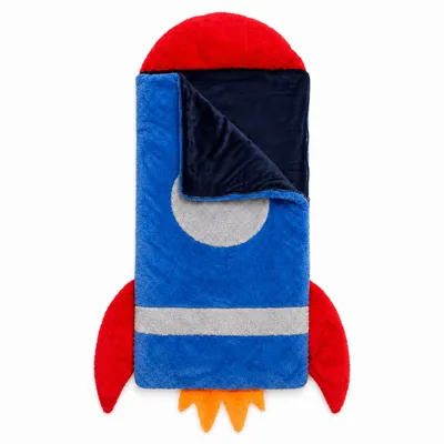 Produktbild von Kinder-Kuschelschlafsack 68 × 160 cm aus weichem Plüsch mit Reißverschluss (Rakete)