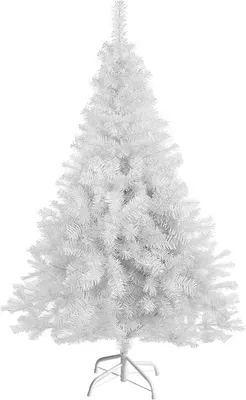 A white artificial Christmas tree on a white background.