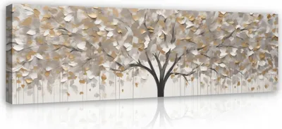 Obrázok produktu pre Obraz na plátne abstraktný béžový strom 145x45 cm XXL moderný obraz na plátne obrazy plátno obraz nástenná maľba obývacia izba spálňa