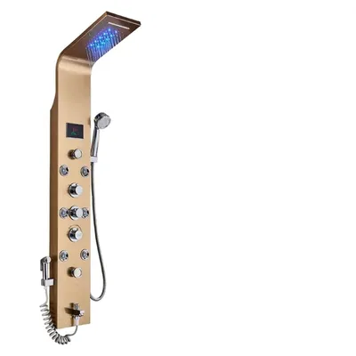 Produktbild von LED Duschpaneel, Wasserfall Regendesign, Spa Massage Sprüher, Golden 8009
