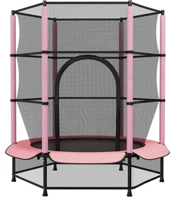 Image de Trampoline pour enfants - Mini trampoline - Trampoline d'extérieur - Tapis de saut - Filet de sécurité - Diamètre 140 cm