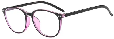 Productafbeelding van Myopie bril met blauwlichtfilter, rond, -4.0 dioptrie, zwart en rood