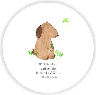 Produktbild von Mr. & Mrs. Panda magnet Hund Kleeblatt - Weiß - Geschenk, Sprüche, Liebe, Achtsamkeit, pinnwand, Gratis, haftmagnet, für magnettafel, Kühlschrankmagnet, kühlschrank