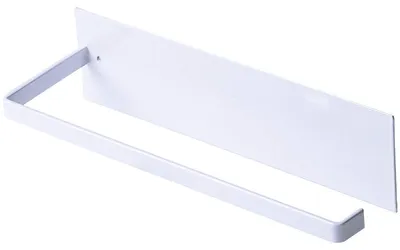 Image de Porte-rouleau de papier essuie-tout, autocollant, à fixer au mur sans perçage, en acier inoxydable, pour la cuisine et les serviettes, à fixer au mur ou sur une armoire, 25 cm – Blanc