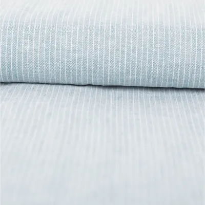 Produktbild von Leinenstoff Meterware Baumwollstoff Chambray Nadelstreifen mint 1,38m