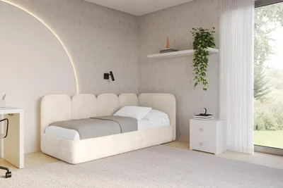 Produktbild von ALTDECOR Jugendbett mit Bettkasten VELY - 80x200 - Beige - Monolith 04 - Bett mit Matratze - Links angeordnet - Einzelbett mit Stauraum - Polsterbett Kinderbett