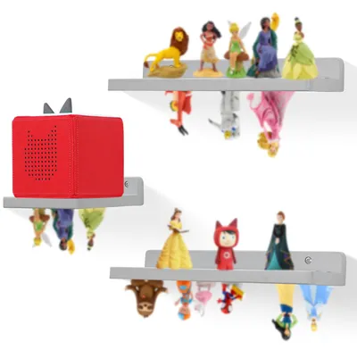 Produktbild von Für Toniebox Starter Regal – Magnetisches Wandregal aus Holz für Tonie-Figuren und Toniebox-Aufbewahrung, kompatibel mit dem Toniebox-Player, ideal für das Kinderzimmer (grau)