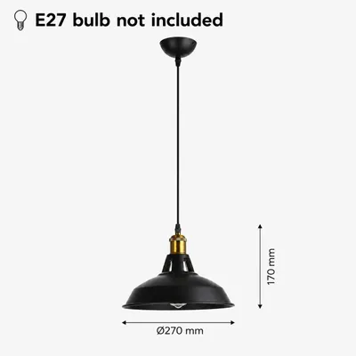 Zdjęcie produktu dla Lampa wisząca retro w stylu industrialnym, vintage, wykonana z czarnego metalu, E27, idealna do jadalni, restauracji i salonu
