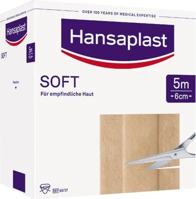 Produktbild von Hansaplast Soft Pflaster 6 cmx5 m Rolle 1 St