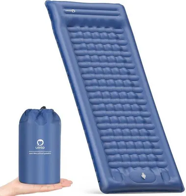 Image de Matelas de camping épais, 10 cm, bleu, 176 x 76 cm