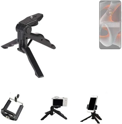 Produktbild von K-S-Trade Stativ Tisch-Ständer Dreibein Handy-Stativ Ständer kompatibel mit Motorola Edge 50 Pro Mini-Stativ Smartphone Tripod Handy-Stativ aus