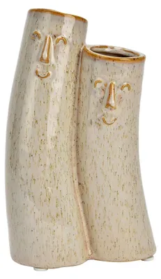 Immagine prodotto di Vaso in Vetroceramica beige, set da due, design moderno, dimensioni 11 x 18 x 7 cm, ideale per la decorazione