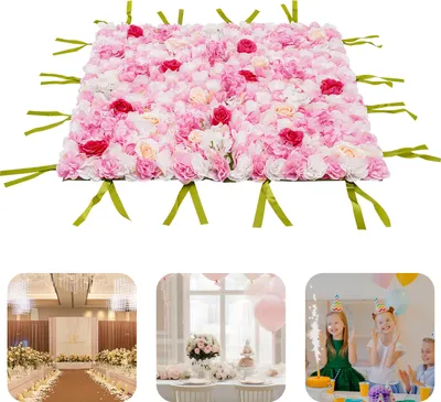 Produktbild von Blumenwand Hintergrund 1*1m, Kunstrosen Künstliche Blume Blumenhintergrund für Weihnachten Heimdekoration