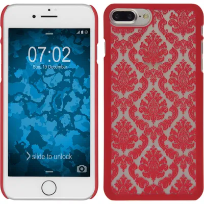Produktbild von PhoneNatic Case kompatibel mit Apple iPhone 7 Plus / 8 Plus - Hülle rot Damask Hard-case + 2 Schutzfolien