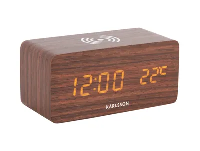 Produktbild von Karlsson Wecker Block Phone Charger LED Dark Wood Veneer
