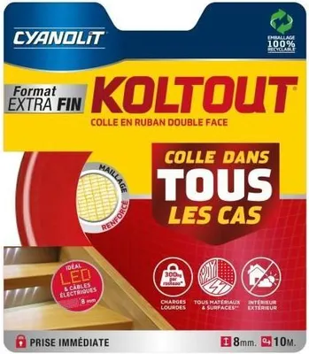 Imagen del producto de Cinta adhesiva de doble cara - CYANOLIT - Cinta extra delgada - Ultradelgada - Alta adherencia - Discreta y resistente