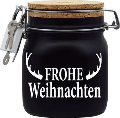 Produktbild von Spardose Geld Geschenk Ideen Frohe Weihnachten Schwarz Größe M 0.75 Liter