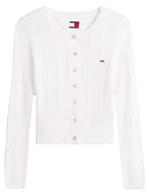 Produktbild von Tommy Jeans - Strickjacke für Damen, Pointelle-Stoff GT23774 (38 DE) (Ecru)