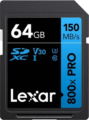 Image de LEXAR Carte SDXC 800x PRO Blue Series 64Go UHS-1 V30 - Read 150