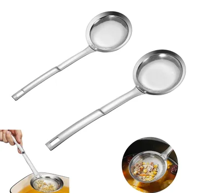Schaumlöffel-Set aus Edelstahl, 2 Stück, 9+11 cm