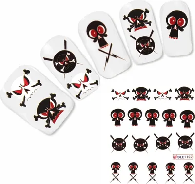 Produktbild von Nagel Sticker Tattoo Nail Art Totenkopf Aufkleber Neu!