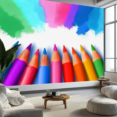 Productafbeelding van Kleurpotloden Behang voor Interieurdecoratie
