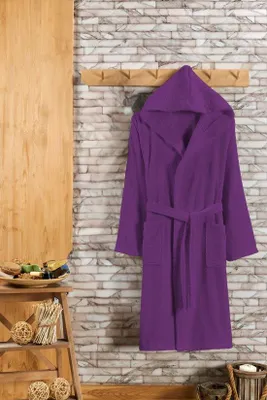 Produktbild von Bademantel mit Kapuze – r Bademantel für Damen und Herren mit Kapuze – Sauna-Bademantel –