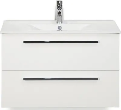 Produktbild von Sanox Badmöbel-Set Seville BxHxT 81 x 52 x 46 cm Frontfarbe weiß mit Waschtisch Keramik weiß Griff chrom 81708101