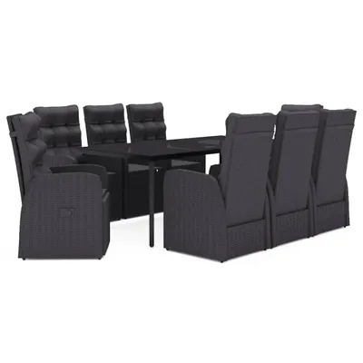 Obrázok produktu pre vidaXL 9-dielny záhradný jedálenský set s vankúšmi Black