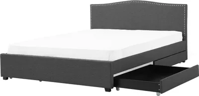 Obrázek produktu pro BELIANI postel čalouněná šedá  180 x 200 cm s čelo, glamour styl