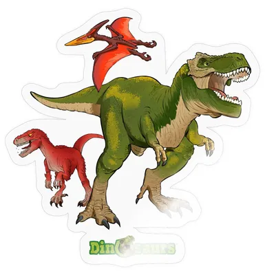Produktbild von Spreadshirt Dinosaurier T-Rex Velociraptor Pteranodon Sticker Aufkleber, 10 x 10 cm, Transparent glänzend